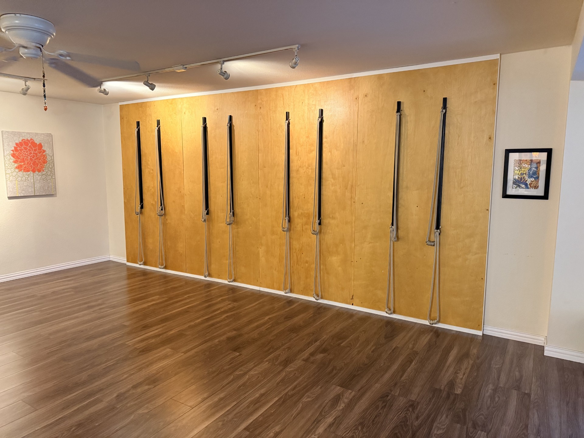 Rope Wall yoga at Blue Anjou